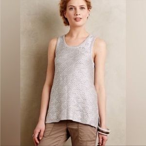 Anthropologie Moth Sana Foiled Silver Metallic Knit Tank Top